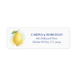 Lemon Watercolor Wedding Return Address Etiket
