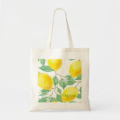 Lemon waterkleurige patroonwitte naam tote bag (Voorkant)