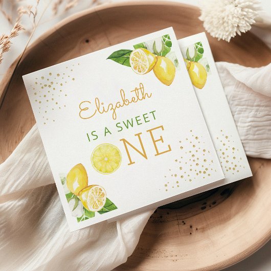 Lemon Waterverf 1e verjaardag Servet