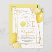Lemon Waterverf 1e verjaardag uitnodiging (Voorkant / Achterkant)