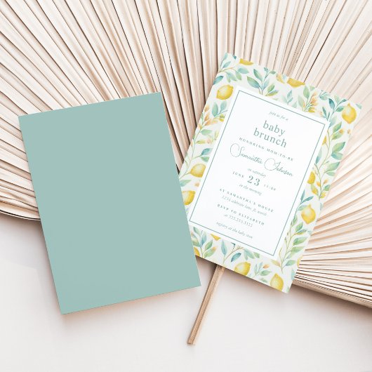 Lemon Waterverf Baby Brunch Elegant Baby shower Kaart