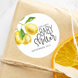 Lemon Waterverf Baby shower Ronde Sticker