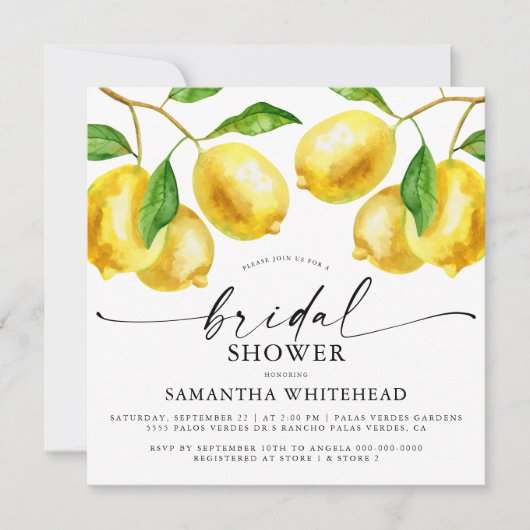 Lemon Waterverf Bridal Shower Kaart (Voorkant)