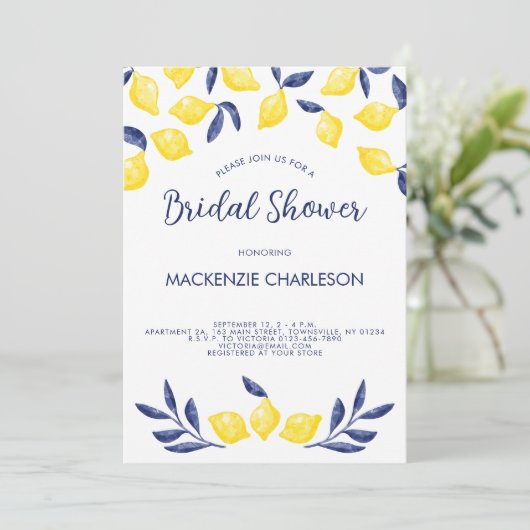 Lemon Waterverf Bridal Shower Kaart (Staand voorkant)