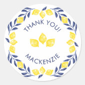 Lemon Waterverf Dank u gepersonaliseerd Ronde Sticker (Voorkant)