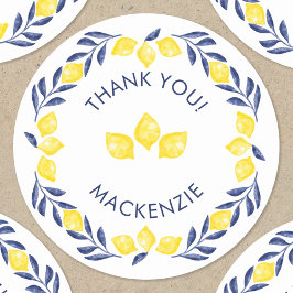Lemon Waterverf Dank u gepersonaliseerd Ronde Sticker