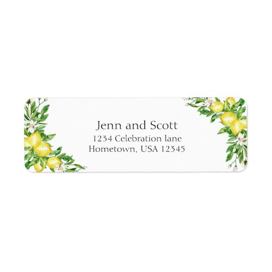Lemon waterverf elegant Italiaans retouretiket Etiket (Voorkant)