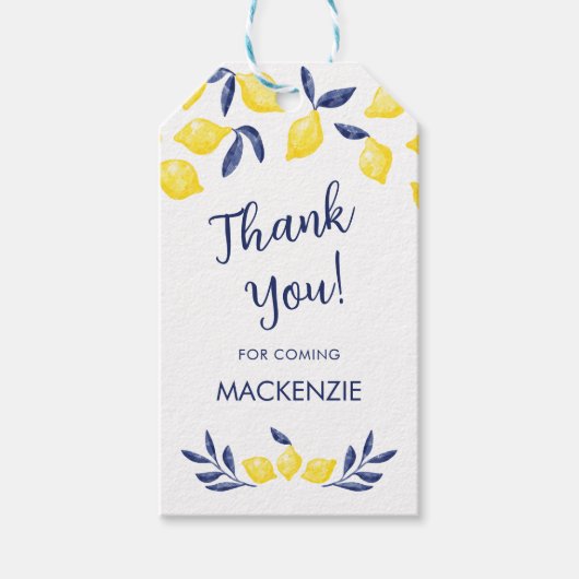 Lemon Waterverf gepersonaliseerd dank u Cadeaulabel (Voorkant)