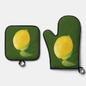 Lemon Waterverf Kunstontwerp schilderen Ovenwant & Pannenlap Set (Voorkant)