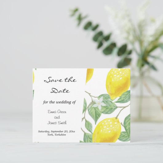 Lemon-Waterverf laat Briefkaart Datum opslaan (Staand voorkant)