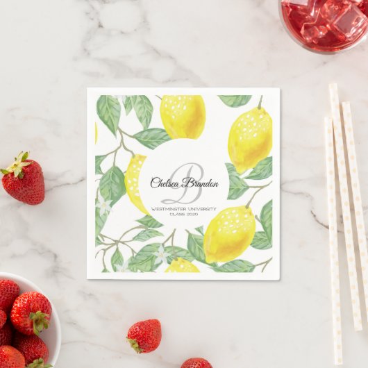 Lemon Waterverf Leaf Afstuderen papier Napkin Servet (Insitu)