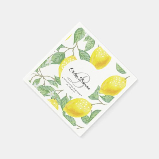 Lemon Waterverf Leaf Afstuderen papier Napkin Servet (Hoek)