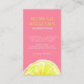 Lemon Waterverf Modern roze achtergrond Visitekaartje (Achterkant)