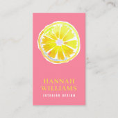 Lemon Waterverf Modern roze achtergrond Visitekaartje (Voorkant)