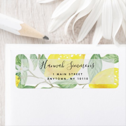 Lemon Waterverf Moderne Return Address Label (Insitu)