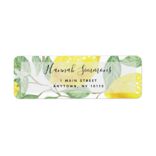 Lemon Waterverf Moderne Return Address Label
