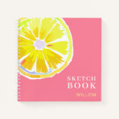 Lemon Waterverf Monogram roze Modern zakboek Notitieboek (Voorkant)
