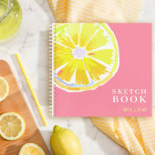 Lemon Waterverf Monogram roze Modern zakboek Notitieboek