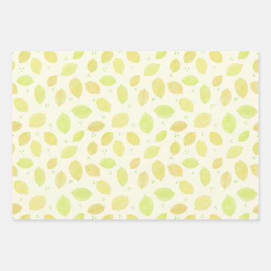 Lemon Waterverf Pattern Citrus Inpakpapier Vel (Voorkant 3)