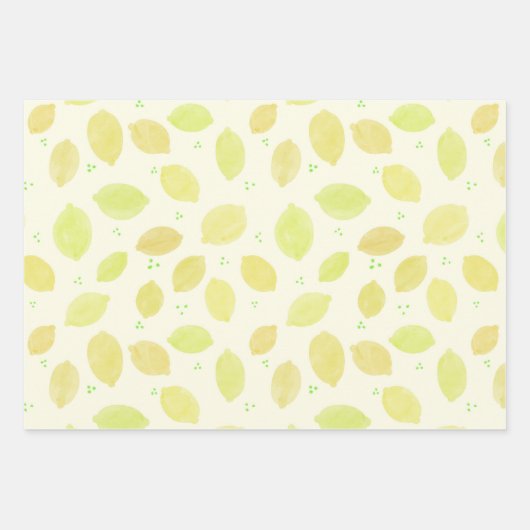 Lemon Waterverf Pattern Citrus Inpakpapier Vel (Voorkant 2)