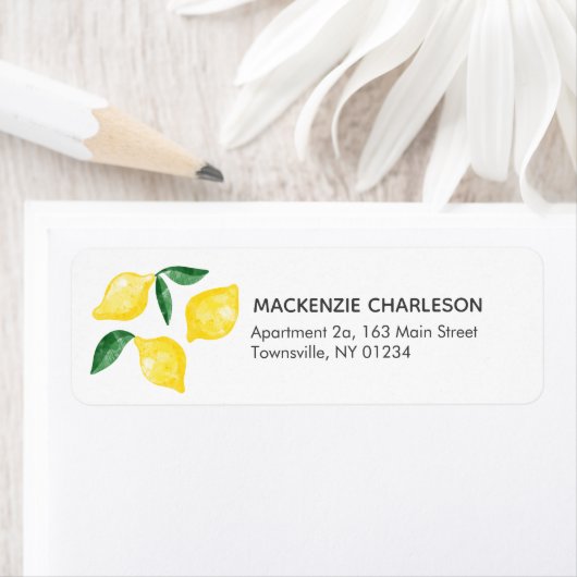 Lemon Waterverf Return Address Label (Insitu)