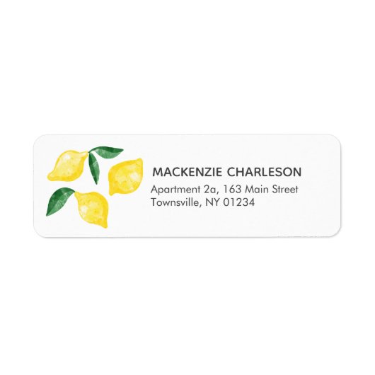 Lemon Waterverf Return Address Label (Voorkant)