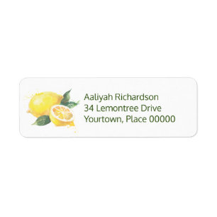 Lemon Waterverf Return-adres Etiket