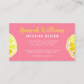 Lemon Waterverf roze achtergrond Visitekaartje (Achterkant)