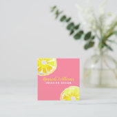Lemon Waterverf Roze Modern Vierkante Visitekaartje (Staand voorkant)