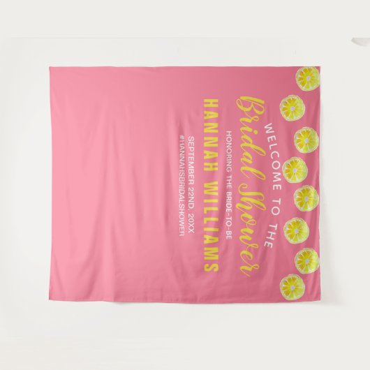 Lemon Waterverf Roze Vrijgezellenfeest Welkom Wandkleed (Voorkant (horizontaal))