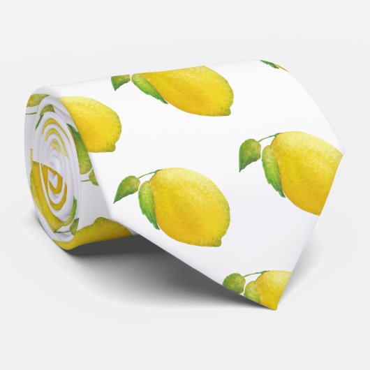 Lemon Waterverf schilderingspatroon Stropdas (Opgerold)