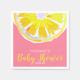 Lemon Waterverf Segmenten Roze Baby shower Servet