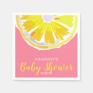 Lemon Waterverf Segmenten Roze Baby shower Servet