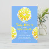 Lemon Waterverf Slices Blue Baby shower Kaart (Staand voorkant)
