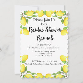 Lemon Waterverf Vrijgezellenfeest Brunch Uitnodigi Kaart