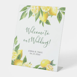 Lemon Waterverf Wedding Reclamebord Met Voetstuk
