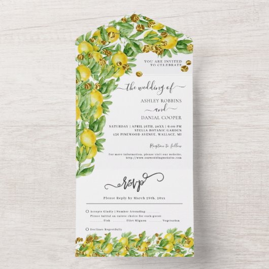 Lemon Wedding All-in-One uitnodiging (Binnen)