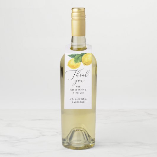 Lemon Wedding Bedankt | Elegante citrussmaak Flessenhanger (Op fles)