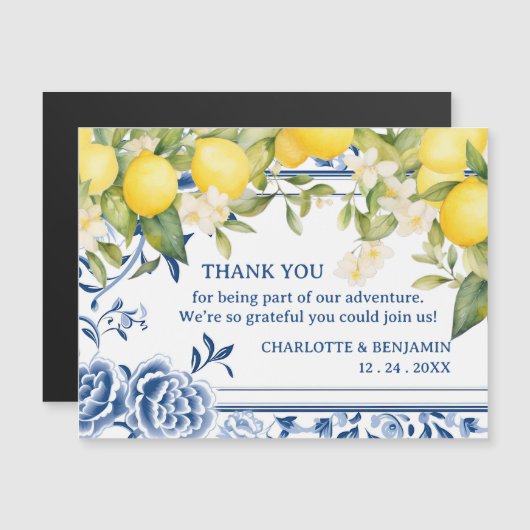 Lemon Wedding Bedankt Magnetische Kaart (Voorkant / Achterkant)