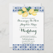 Lemon Wedding Blauw Wit Mediterraan Tegel Kaart (Voorkant)