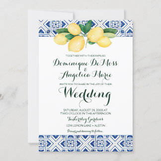 Lemon Wedding Blauw Wit Mediterraan Tegel Kaart