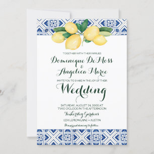 Lemon Wedding Blue White Mediterranean Tile Kaart