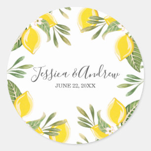 Lemon Wedding Envelope Seal Summer Sticker Citrus