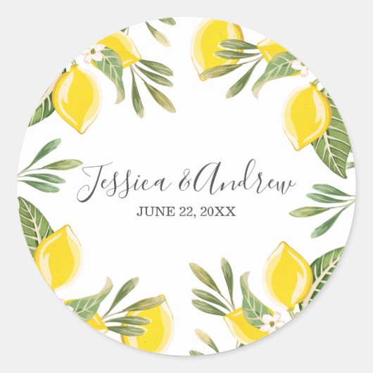 Lemon Wedding Envelope Seal Summer Sticker Citrus (Voorkant)