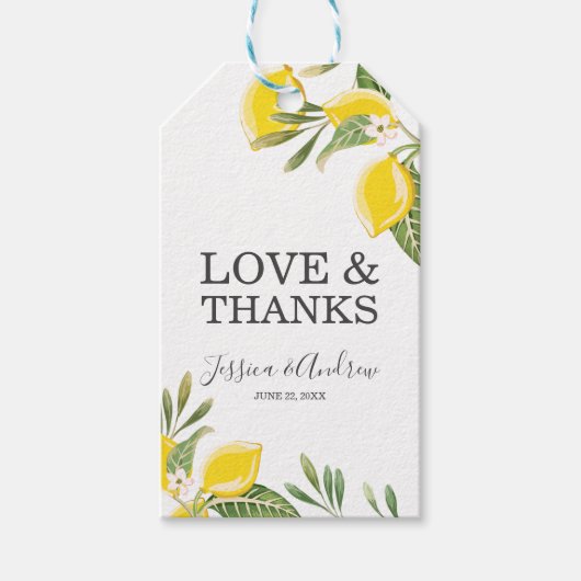 Lemon Wedding Favor Gift Labels Citrus Summer Gree Cadeaulabel (Voorkant)