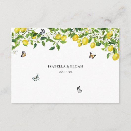 Lemon Wedding Informatiekaartje (Achterkant)