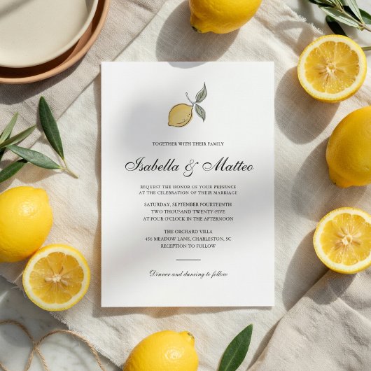 Lemon Wedding Invitation with QR Code | Amalfi  Kaart