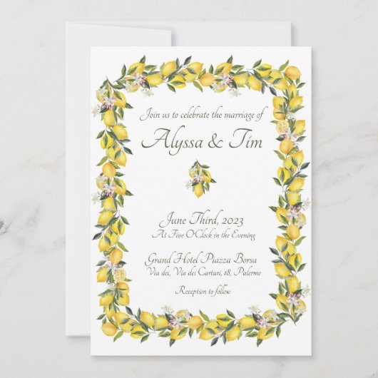 Lemon Wedding Invitations Kaart (Voorkant)