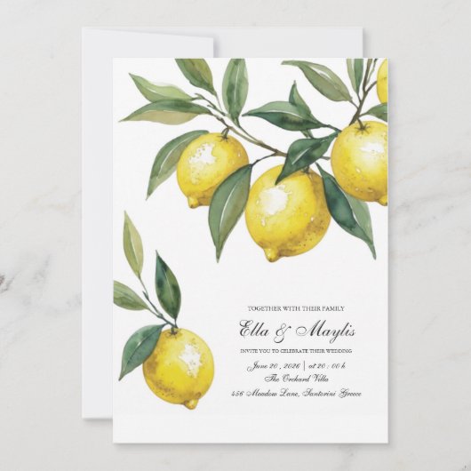 Lemon Wedding | Mediterrane citrus Kaart (Voorkant)