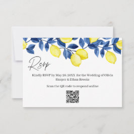 Lemon Wedding RSVP QR-code Kaartje